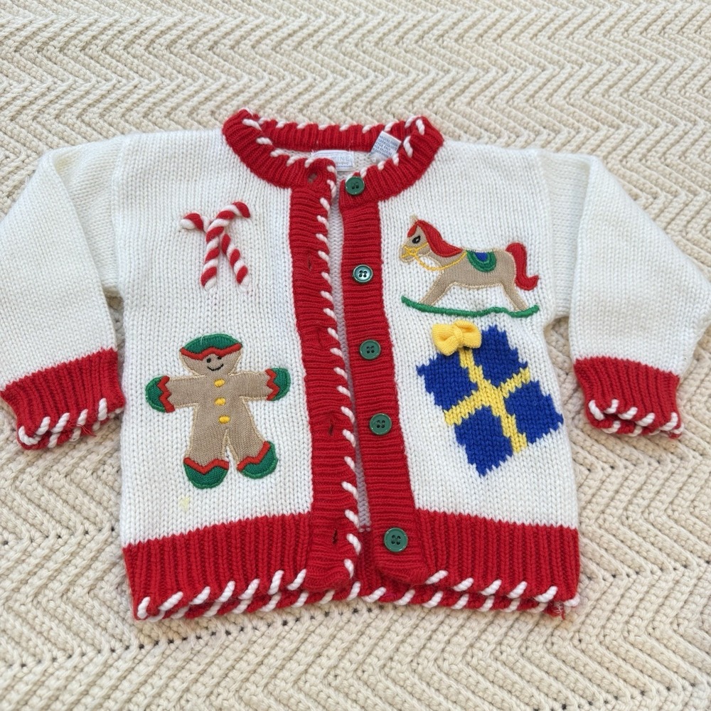 All Mine Baby Ugly Christmas Sweater Size‎ 12 Months Cardigan Knit Vintge 90s
